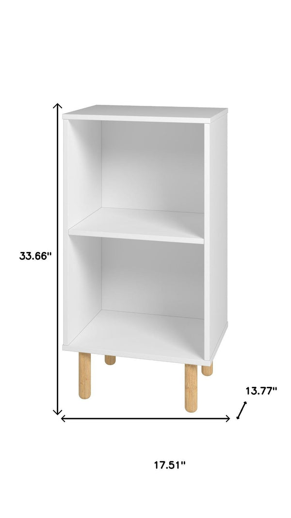 HomeRoots 34" Natural and White Wood Two-Tier Bookcase - Compact, Stylish Storage for Any Small Space Design 403102