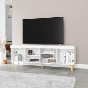 Homeroots Iko White Modern Tv Stand Open Cubbie Media Center  Manufactured Wood 403103
