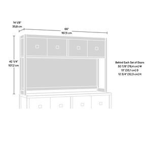 English Elm Hutch, Rustic Brown Finish Storage Solution With Display Shelves For Office, Dining, And Kitchen Spaces B356P367856