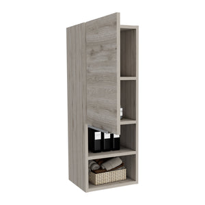English Elm Milwaukee Smokey Oak Medicine Cabinet with Mirror Door, Two Interior Shelves and Open Bottom Storage Light Gray 36 L x 16 W x 4 H B128P148941