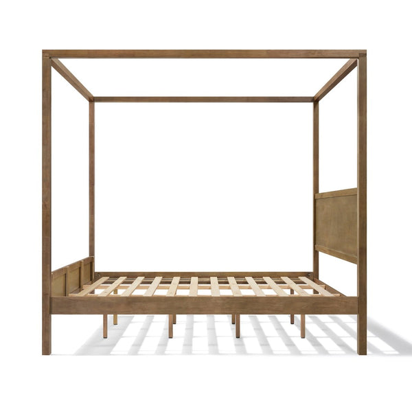 English Elm King Four Post Canopy Bed Solid Rubberwood Antique Oak Finish Farmhouse Bedroom N758K083839N
