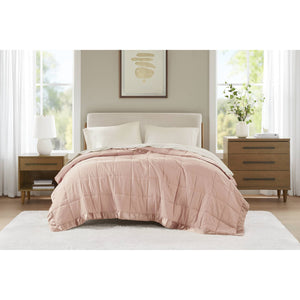 JLA Home Madison Park - Lightweight Cozy Down Alternative Blanket with Satin Trim, Moisture-Wicking, Hypoallergenic Comfort Blush MP51-5155
