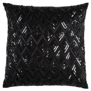 Homeroots Black Sequins Diamond Pattern Throw Pillow   403224