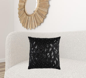 Homeroots Black Sequins Diamond Pattern Throw Pillow   403224