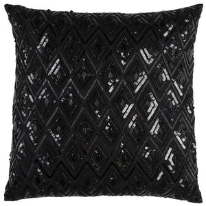 Homeroots Black Sequins Diamond Pattern Throw Pillow   403224