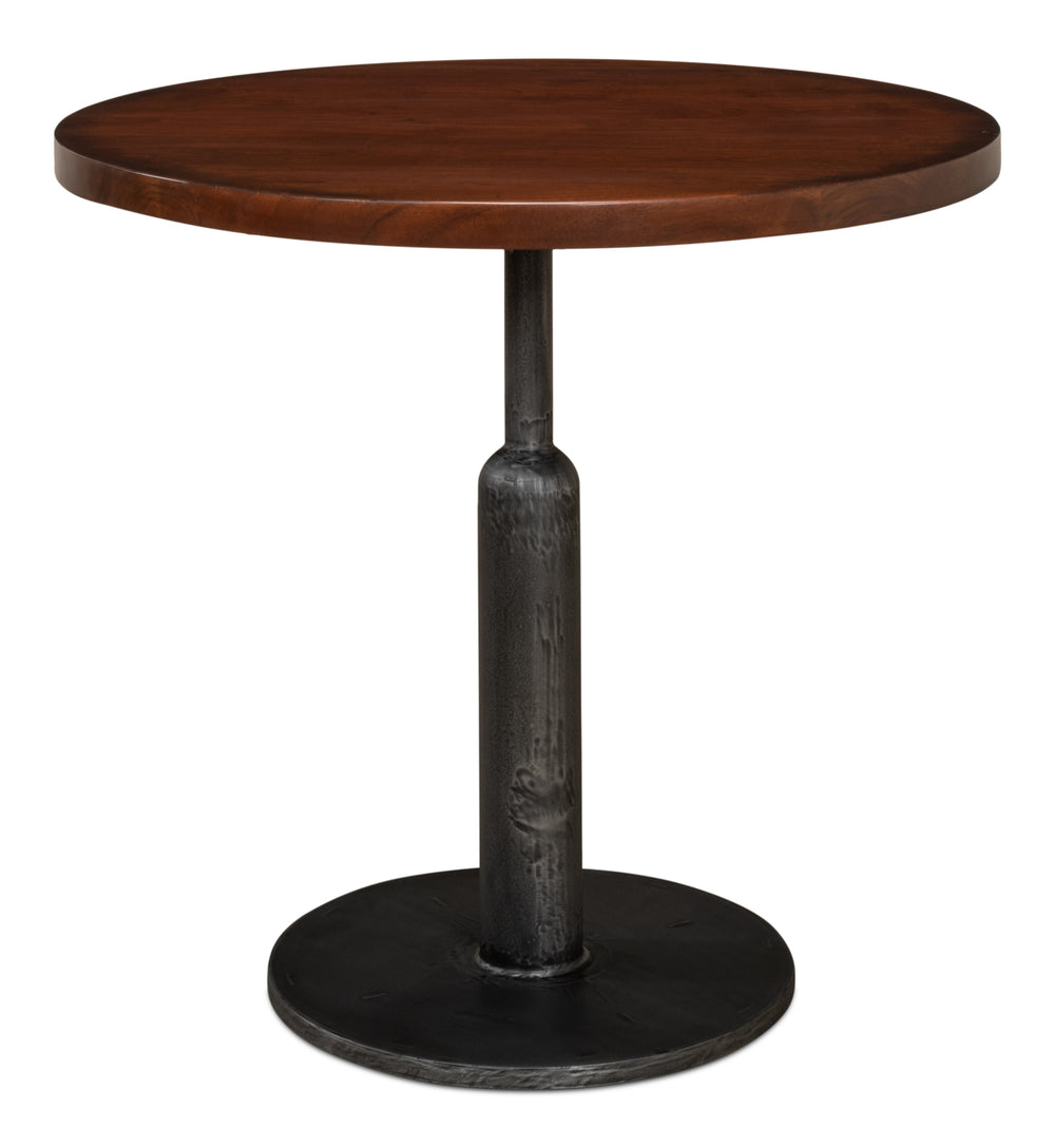 Sarreid Cafe Table – Elegant Solid Walnut With Gunmetal Accents For Modern Dining & Stylish Gatherings Brown  40332
