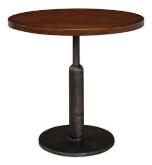 Sarreid Cafe Table – Elegant Solid Walnut With Gunmetal Accents For Modern Dining & Stylish Gatherings Brown  40332