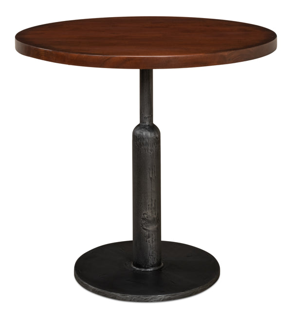 Sarreid Cafe Table – Elegant Solid Walnut With Gunmetal Accents For Modern Dining & Stylish Gatherings Brown  40332