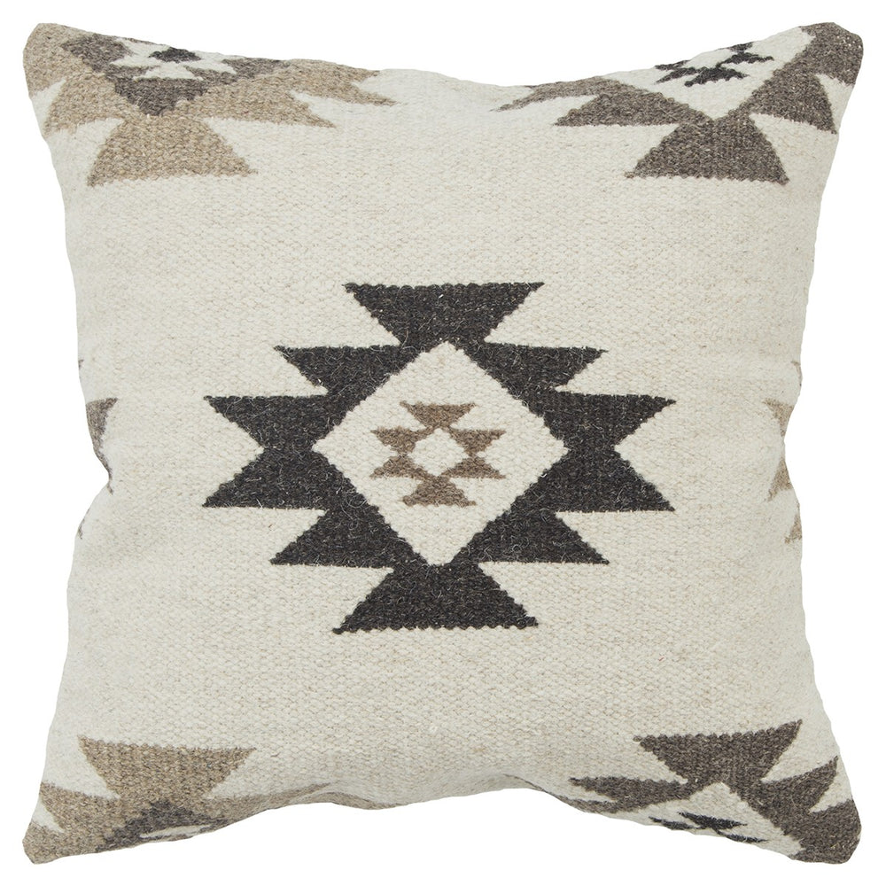Homeroots Cream Beige Classic Ikat Pattern Throw Pillow   403327