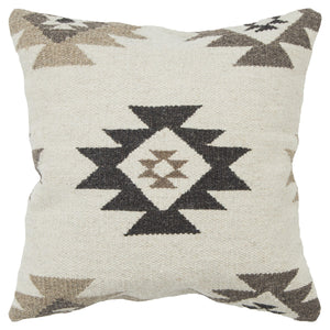 Homeroots Cream Beige Classic Ikat Pattern Throw Pillow   403327