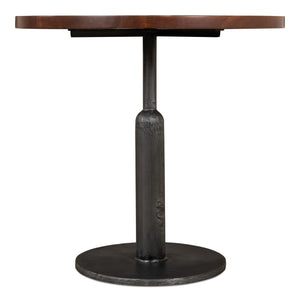 Sarreid Cafe Table – Elegant Solid Walnut With Gunmetal Accents For Modern Dining & Stylish Gatherings Brown  40332
