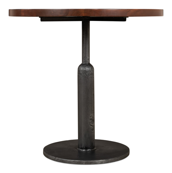 Sarreid Cafe Table – Elegant Solid Walnut With Gunmetal Accents For Modern Dining & Stylish Gatherings Brown  40332