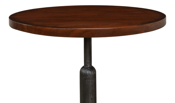 Sarreid Cafe Table – Elegant Solid Walnut With Gunmetal Accents For Modern Dining & Stylish Gatherings Brown  40332