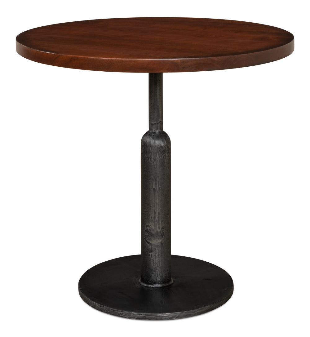 Sarreid Cafe Table – Elegant Solid Walnut With Gunmetal Accents For Modern Dining & Stylish Gatherings Brown  40332