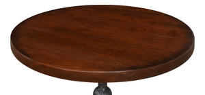 Sarreid Cafe Table – Elegant Solid Walnut With Gunmetal Accents For Modern Dining & Stylish Gatherings Brown  40332