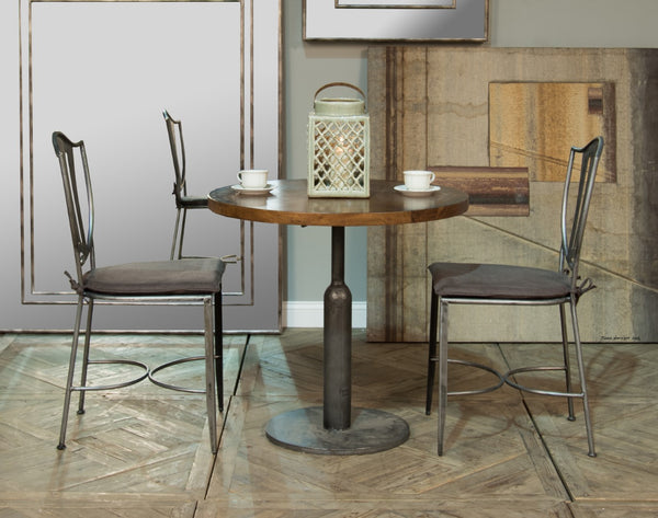 Sarreid Cafe Table – Elegant Solid Walnut With Gunmetal Accents For Modern Dining & Stylish Gatherings Brown  40332