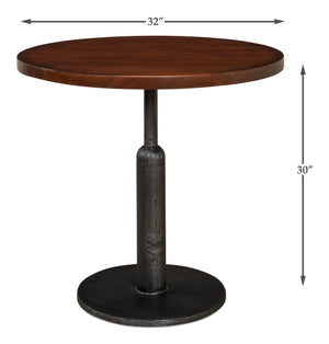 Sarreid Cafe Table – Elegant Solid Walnut With Gunmetal Accents For Modern Dining & Stylish Gatherings Brown  40332