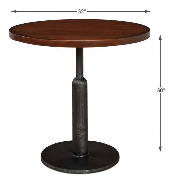 Sarreid Cafe Table – Elegant Solid Walnut With Gunmetal Accents For Modern Dining & Stylish Gatherings Brown  40332