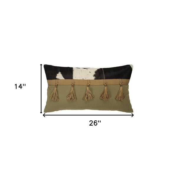 Homeroots Brown Tassel Embellished Decorative Throw Pillow   403338