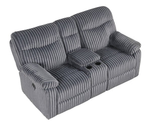 English Elm Comfy Velvet Reclining Loveseat with Chaise Cushioning and Console for Media Rooms B078P473037