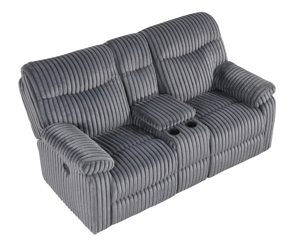English Elm Comfy Velvet Reclining Loveseat with Chaise Cushioning and Console for Media Rooms B078P473037