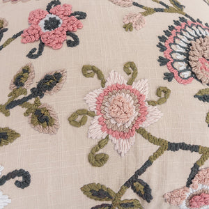 Homeroots Blush Botanical Pattern Embroidered Throw Pillow Blush  403367