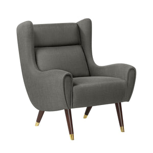 English Elm Modern Wingback Upholstered Accent Chair with Solid Wood Frame, Gold-Tip Legs, Plush Pocket Coil Comfort Dark Gray 30.5 L x 33.5 W x 32 H B011P393059