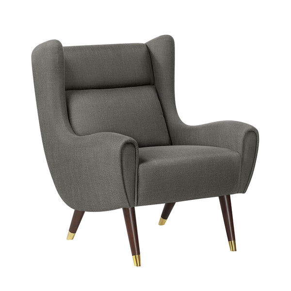 English Elm Modern Wingback Upholstered Accent Chair with Solid Wood Frame, Gold-Tip Legs, Plush Pocket Coil Comfort Dark Gray 30.5 L x 33.5 W x 32 H B011P393059
