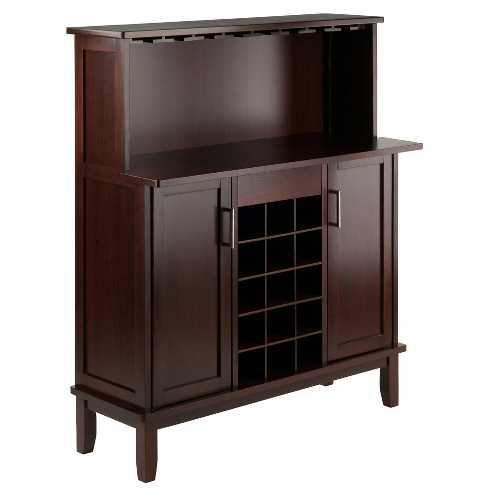 Winsome Wood Beynac Wine Bar - Elegant Cappuccino Buffet Cabinet With Wine Storage, Glass Rack & Versatile Design Cappuccino Solid ,Composite Wood 40339-winsome-wood
