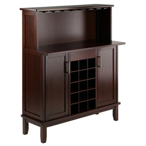 Winsome Wood Beynac Wine Bar - Elegant Cappuccino Buffet Cabinet With Wine Storage, Glass Rack & Versatile Design Cappuccino Solid ,Composite Wood 40339-winsome-wood