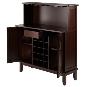 Winsome Wood Beynac Wine Bar - Elegant Cappuccino Buffet Cabinet With Wine Storage, Glass Rack & Versatile Design Cappuccino Solid ,Composite Wood 40339-winsome-wood