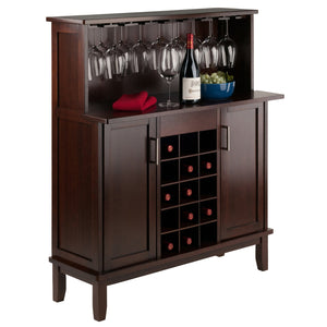 Winsome Wood Beynac Wine Bar - Elegant Cappuccino Buffet Cabinet With Wine Storage, Glass Rack & Versatile Design Cappuccino Solid ,Composite Wood 40339-winsome-wood