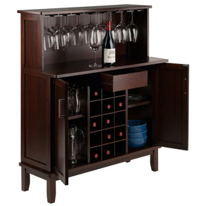 Winsome Wood Beynac Wine Bar - Elegant Cappuccino Buffet Cabinet With Wine Storage, Glass Rack & Versatile Design Cappuccino Solid ,Composite Wood 40339-winsome-wood