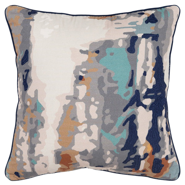 Homeroots Gray Navy Abstract Printed Throw Pillow   403428