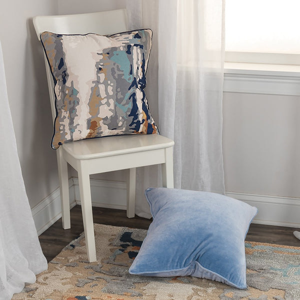 Homeroots Gray Navy Abstract Printed Throw Pillow   403428