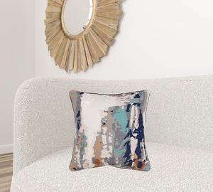 Homeroots Gray Navy Abstract Printed Throw Pillow   403428