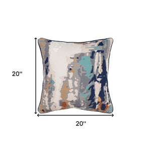 Homeroots Gray Navy Abstract Printed Throw Pillow   403428