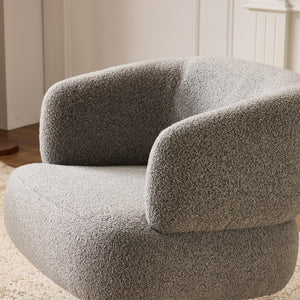 English Elm Cuddle-style linen swivel chair with 360° rotation, wrap-around cradle design for cozy compact spaces Antique Grey W3248P354261