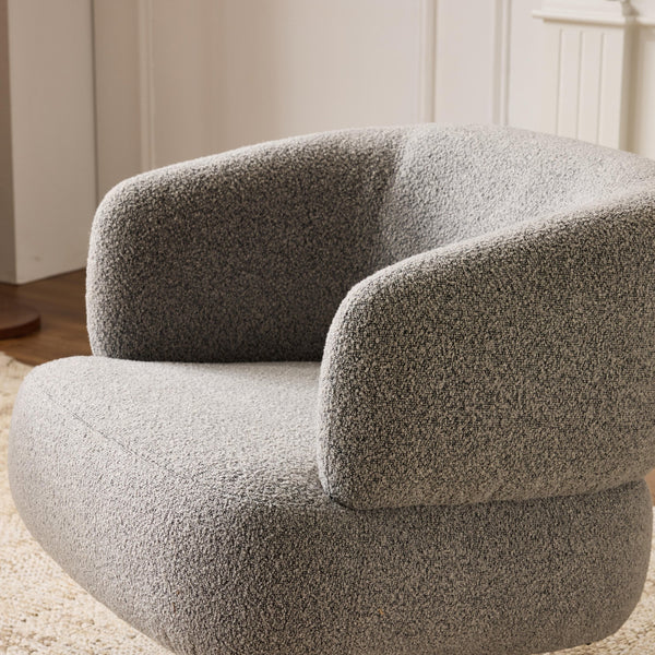 English Elm Cuddle-style linen swivel chair with 360° rotation, wrap-around cradle design for cozy compact spaces Antique Grey W3248P354261