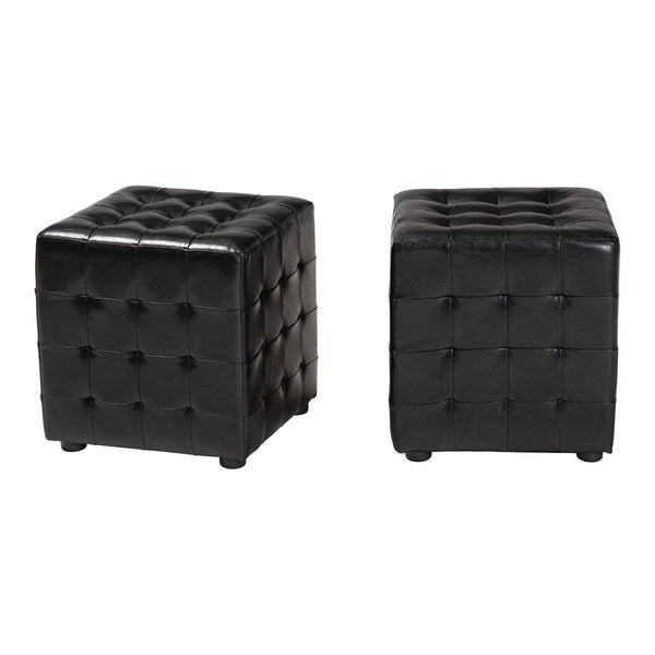Baxton Studio Baxton Studio Modern Cube Ottoman Set of 2 – Stylish, Lightweight Footrest with Tufted Design Black BH-5589-BLACK-OTTO