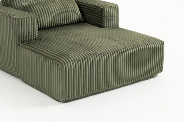 English Elm Sofa Bed Compact Corduroy Convertible Sleeper with Lumbar Pillows for Studio Apartments Green W3326P345960