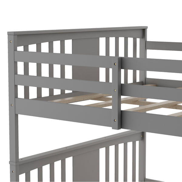 Homeroots Gray Classic Twin Over Twin Bunk Bed With Ladder  Manufactured Wood And Solid Wood 403601