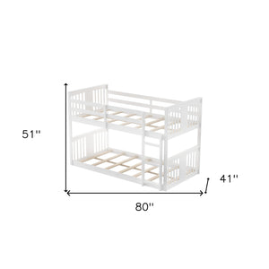 Homeroots White Classic Twin Over Twin Bunk Bed With Ladder  Manufactured Wood And Solid Wood 403602