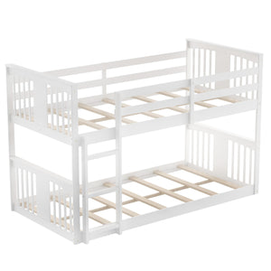 Homeroots White Classic Twin Over Twin Bunk Bed With Ladder  Manufactured Wood And Solid Wood 403602