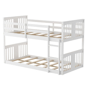Homeroots White Classic Twin Over Twin Bunk Bed With Ladder  Manufactured Wood And Solid Wood 403602