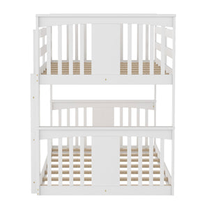 Homeroots White Classic Twin Over Twin Bunk Bed With Ladder  Manufactured Wood And Solid Wood 403602