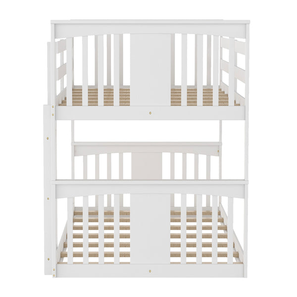 Homeroots White Classic Twin Over Twin Bunk Bed With Ladder  Manufactured Wood And Solid Wood 403602