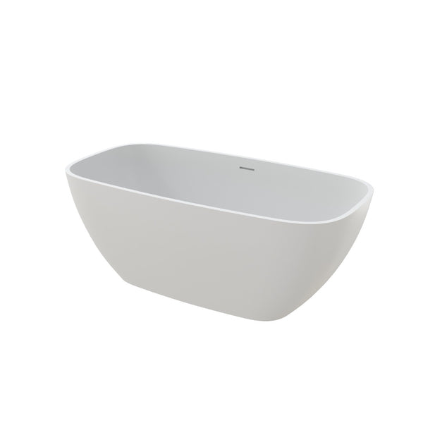 English Elm 59" Freestanding Soaking Tub Matte White Stone Resin Deep Basin Spa Bathroom T3785P490212