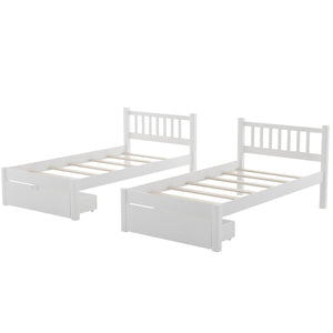 Homeroots White Full Over Double Twin Triple Bunk Beds With Drawers  Manufactured Wood And Solid Wood 403618