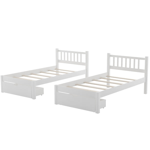 Homeroots White Full Over Double Twin Triple Bunk Beds With Drawers  Manufactured Wood And Solid Wood 403618
